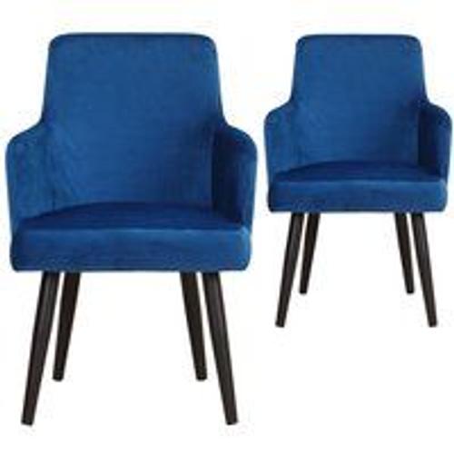 Lot De 2 Fauteuils Velours Bleu Helga