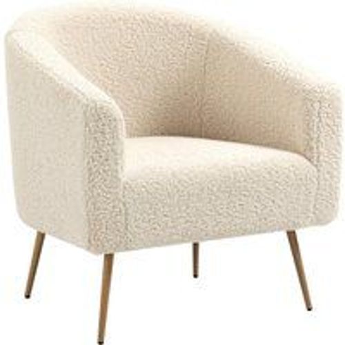 Fauteuil De Salon Scandinave Design Pieds Métal Kiruna-Blanc Bois