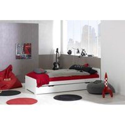 Lit Gigogne 90x190 Cm Avec Sommier Blanc Feroe