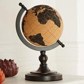 Ancienne Mappemonde Globe Terrestre Verre 1963 + Pied Tripode Métal Doré  Vintage