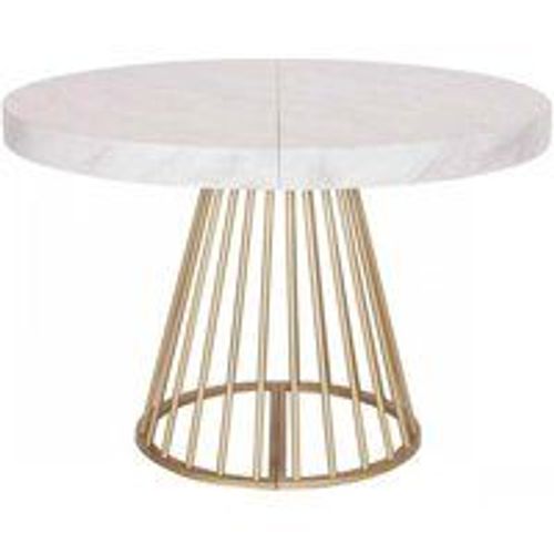Table Ronde Extensible Sola Effet Marbre Pieds Or