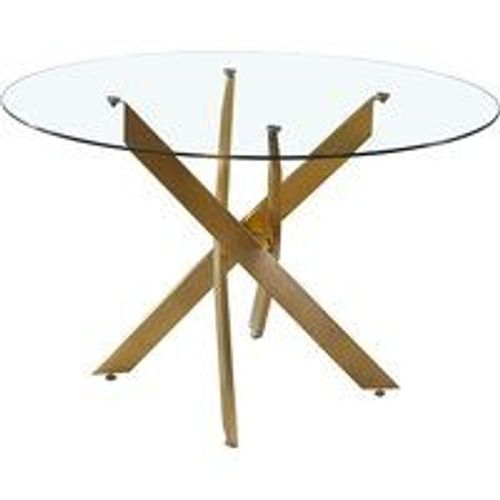 Table Ronde En Verre Pieds Or Elis