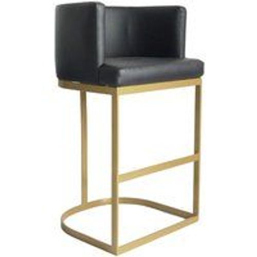 Chaise De Bar Noellie Simili P.U. Noir Pieds Or