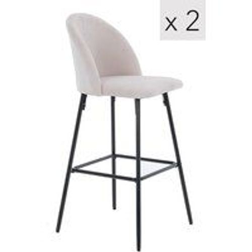 Lot De 2 Tabourets De Bar Scandinave Beige Métal Tissu