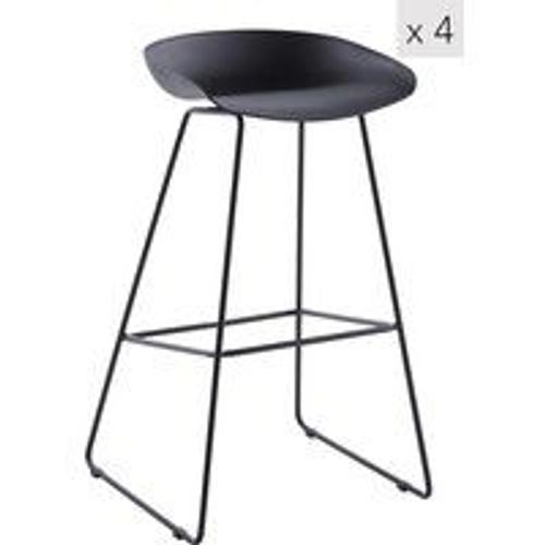 Lot De 4 Tabourets De Bar Design Scandinave Noir