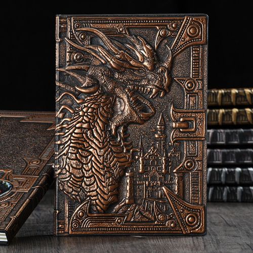 A5 Carnet Ligné Couverture Rigide-Cuivre, Ancien Journal Intime Vintage Cuir Notebook Lined Ruled Cahier De Voyage Calepin Bloc Notes Fait Main, Beau Cadeau Homme Femme Ado 3d