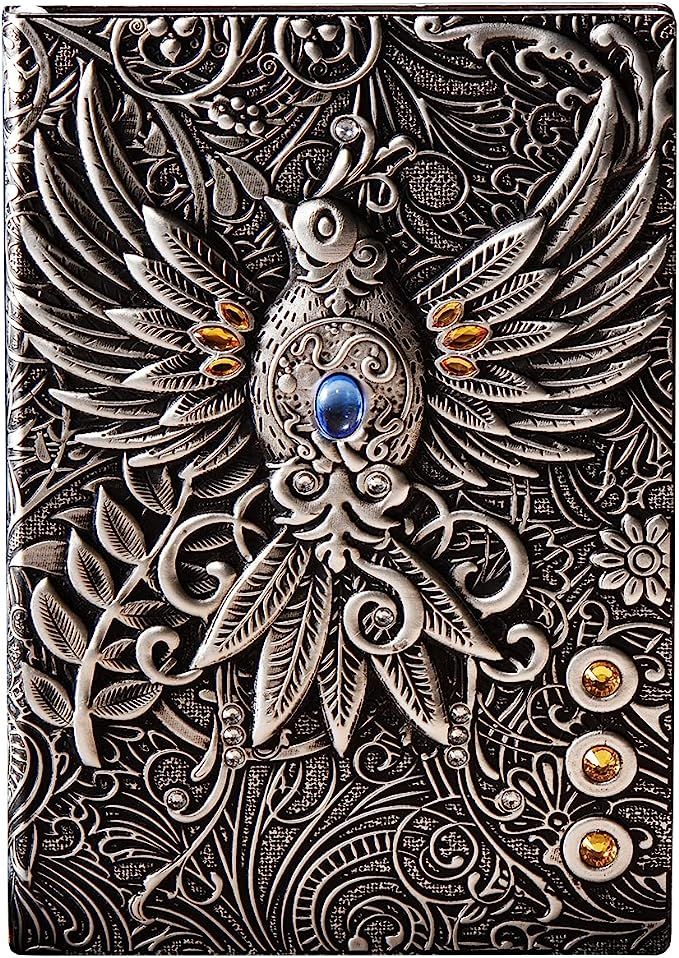 Carnet de Notes A5 Ligné Argent, Cahier de Voyage Cuir