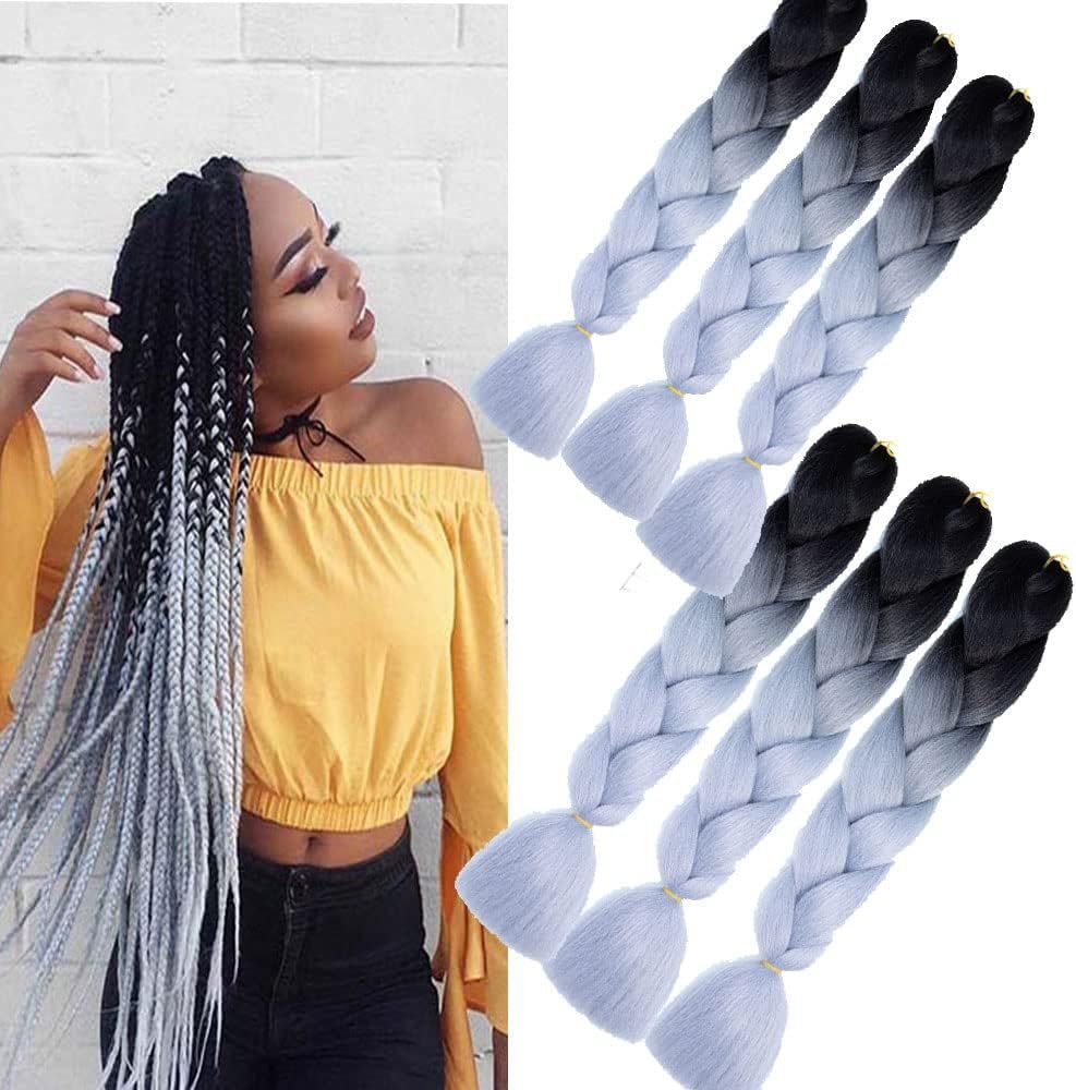 Extension Pour Tresse Tressage Cheveux 24 Pouces Jumbo Braids Meches 6 Pièces Kanekalon Meches Tresse Cheveux Synthétiques Ombre Tresse Jumbo Cheveux Synthétique Braids Meches