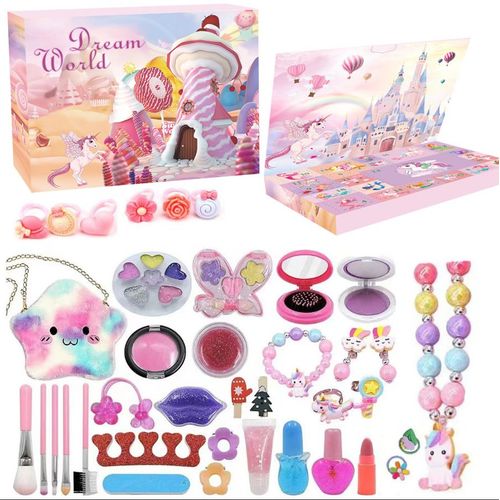 Maquillage Enfant, Maquillage Enfant Fille, Lavable, Vrais, Jouets Princesse Pour Débutants 3 4 5 6 7 8 - 12 Ans - 38 Pièces - Rose