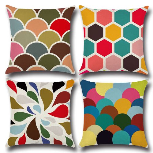 Ensemble De 4 Pièces, 45x45cm, Housse De Coussin Plante Feuilles Géométrique Motif Taie D'oreiller Pour Canapé Maison Salon Chambre Décoration D'intérieur