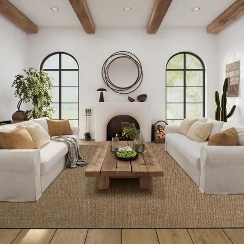 Juta Aspect Spots - Tapis Aspect Jute Motif Quadrillé Naturel 120x160
