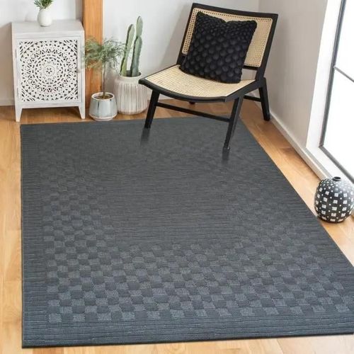 Juta Aspect Box - Tapis Aspect Jute Motif Quadrillé Gris 120x160