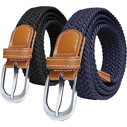 Ceinture Femme X 2 Pièces (Noir Et Bleu Marine) - Ceinture Élastique Pour Femme, Jean Et Pantalon Pour Ceinture Femme, Ceinture Fine En Toile, 120cm De Long Et 3,3cm De Large