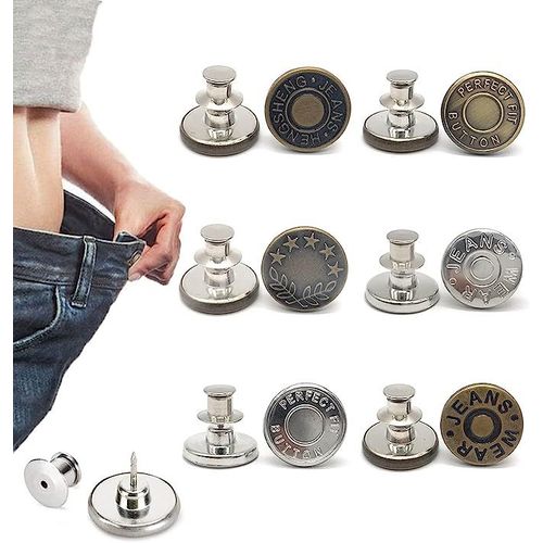 Lot De 12 Boutons Pour Jeans, Épingles À Boutons Réglables, Resserrez La Taille Du Pantalon, Sans Couture Et Sans Outils, Épingles Instantanées Pour Pantalons, Installation Simple, Réutilisables