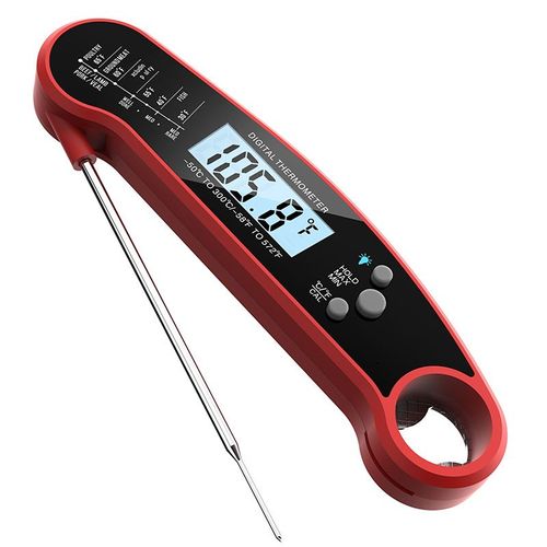 Thermomètre De Cuisine Digital Thermometre Viande À Lecture Instantanée, Sonde Longue, Grand Écran Lcd Thermomètre De Four À Double Aimant Pour Viande,Patisserie, Barbecue, Etc. (Rouge)