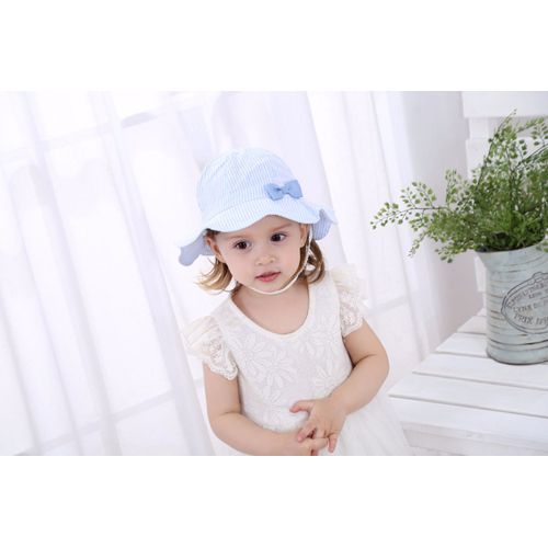 Bleu-Chapeau De Soleil D'été Pliable En Coton Doux À Large Bord