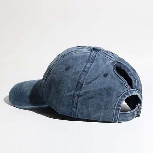 Bleu-Casquette De Baseball En Coton Délavé Pour Femme