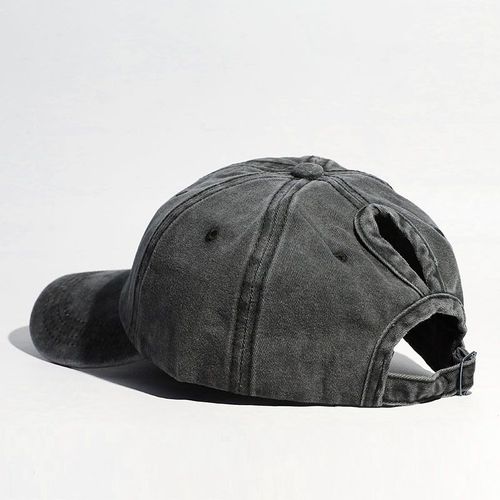 Noir-Casquette De Baseball En Coton Délavé Pour Femme