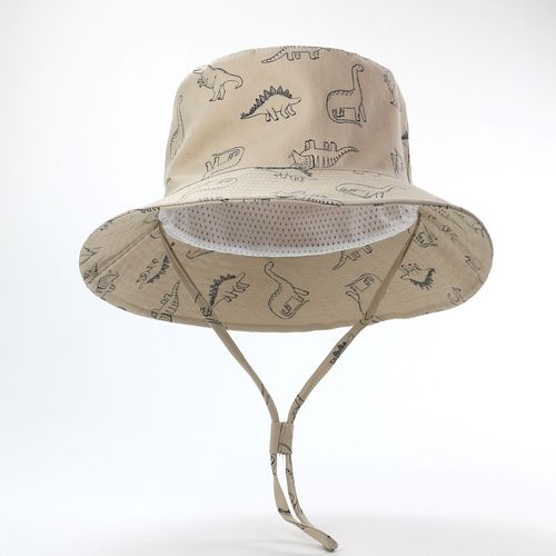 Kaki Dinosaure-48cm Large Bord Chapeau De Soleil Bébé Enfant Bonnet D?Été Pour Garçon Fille Anti-Uv Casquette Réglable