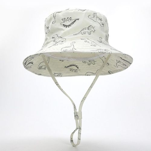 Blanc Dinosaure-50cm Large Bord Chapeau De Soleil Bébé Enfant Bonnet D?Été Pour Garçon Fille Anti-Uv Casquette Réglable