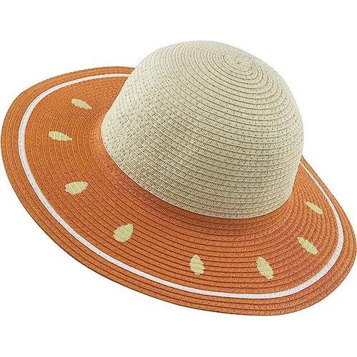 Orange-Chapeaux De Paille Filles, Chapeau De Soleil D'été Enfant Pour Plage Voyage Randonée