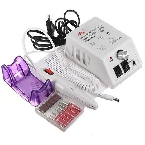 Ponceuse À Ongles Professionnelle Electrique, Set Manucure Pédicure Avec 6 Embouts Ponçage - 20000 Tours - Blanc 