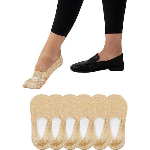 6 Paires De Chaussettes Invisibles Pour Femmes (Couleur Peau Foncée) Chaussettes Antidérapantes À Doublure Poitrine Basse Pour Plus De Confort, Chaussettes Invisibles, Chaussures À Lacets Lefu