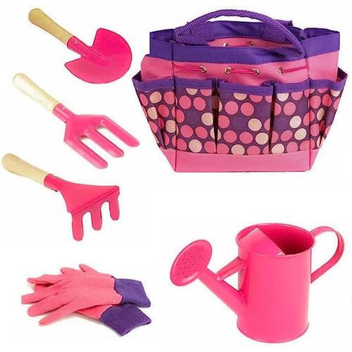 Outils De Jardin Enfants De Jardinage Pour Enfants Set D?Outils De Jardin Outillage De Jardin Avec Sac Et Outils Pour Enfants Set De 6 (Rose)