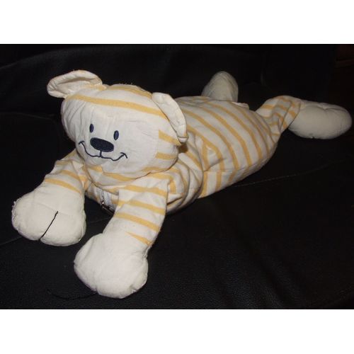 Ours Chat Allonge Doudou Et Compagnie Raye Jaune