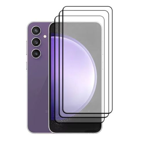 Hqselection® Lot De 3 Verres Trempés Pour Samsung Galaxy S23 .Film De Protection D'écran Couverture Complète Noir - Anti Rayures - Ultra Résistant Dureté 9h
