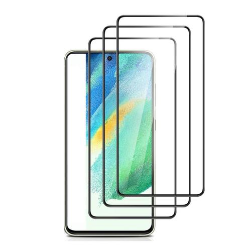 Hqselection® Lot De 3 Verres Trempés Pour Samsung Galaxy S21 Fe 5g .Film De Protection D'écran Couverture Complète Noir - Anti Rayures - Ultra Résistant Dureté 9h