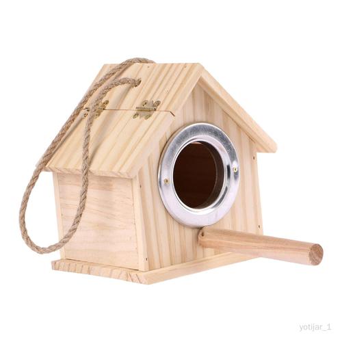 Yotijar Maison D'oiseau En Bois Nichoir Décoratif Chalet Nichoir Suspendu Pour De Jardin 16.7cmx13cmx15cm