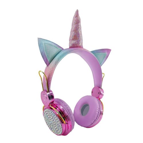 Écouteurs filaires licorne avec Microphone pour filles, stéréo, musique, 3.5mm, pour IPhone X, casque d'ordinateur, cadeau pour enfants