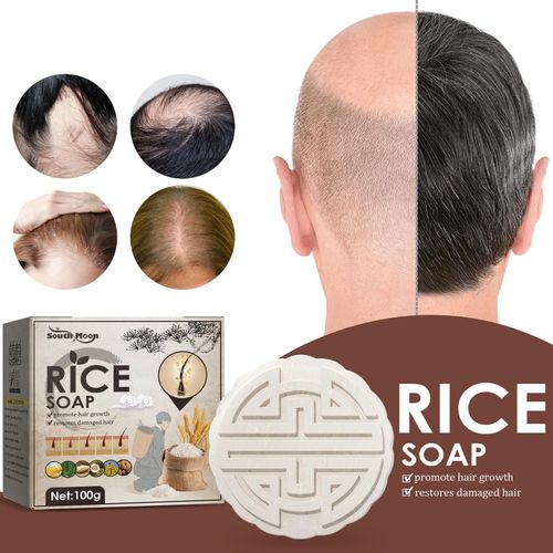 Shampoing Au Riz Naturel, Savon Anti-Perte, Barre Pour Cheveux Secs Et Abîmés, Favorise La Croissance Des Cheveux 