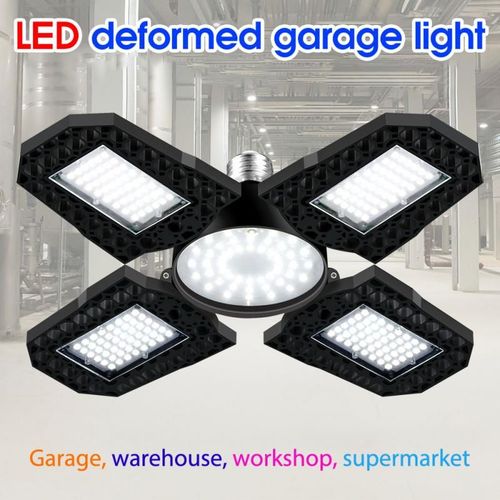 Plafonnier Led E27 120w Déformable, Lumière De La Lame Du Ventilateur, Pour Garage, Entrepôt, Atelier, Ac85-265v