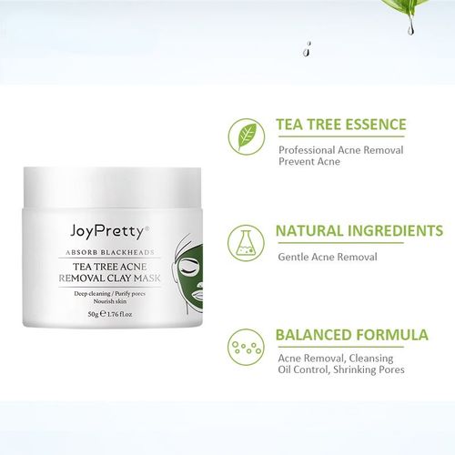 Masque En Argile D'arbre À Thé Vert, Crème De Traitement Contre L'acné, Nettoyant Pour Le Visage, Dissolvant De Points Noirs, Soins Pour La Peau 