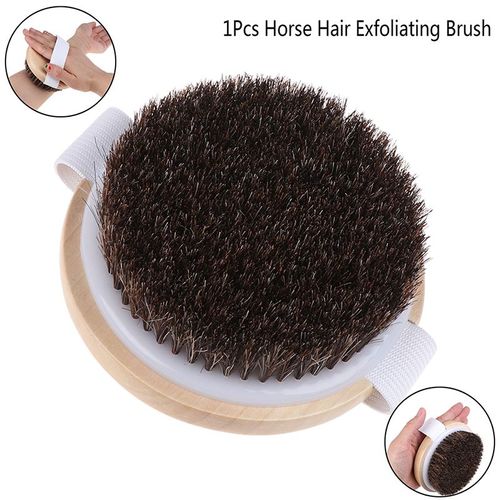 Brosse De Massage Pour Le Corps, Pommeau De Douche Anti-Cellulite, Exfoliation, Bois Chaud, Poils De Cheval Naturels, Bain, Pour La Peau Sèche, 1 Pièce 