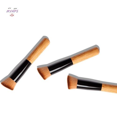 Pinceaux De Maquillage Professionnels Pour Le Visage, 1 Pièce, Manche En Bois, Brosse À Blush, Tête Oblique, Brosse De Fondant, Brosse Cosmétique Pour Femmes 