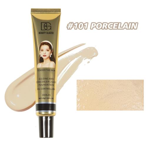 Correcteur De Fond De Teint En Tube D'or 30ml, Crème Blanchissante Pour L'acné, Éclaircit Le Visage, Rétrécit Les Pores, Taches De Maquillage Foncées, Imperfections B1o0 