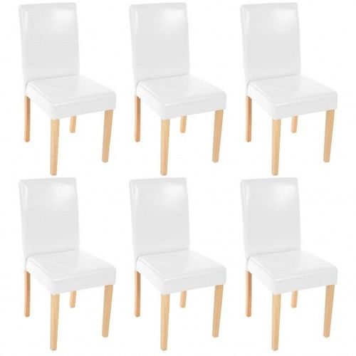 Lot De 6 Chaises De Salle À Manger Synthétique Blanc Pieds Clairs Cds04247