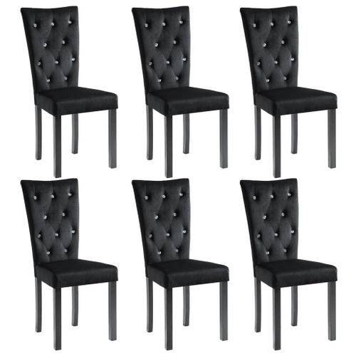 Lot De 6 Chaises De Salle À Manger Cuisine Design Classique Velours Noir Cds022739