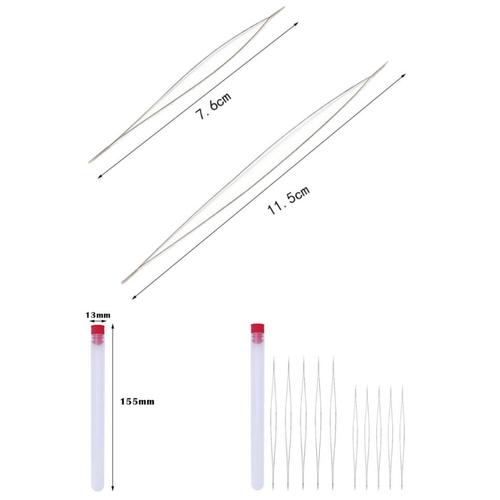 Aiguilles À Perles Pour Collier Et Collier | Aiguilles À Perles Incurvées À Grands Yeux, Outils De Bricolage Et De Bijouterie, Aiguilles À Perles À Coudre Longues, 10 Pièces