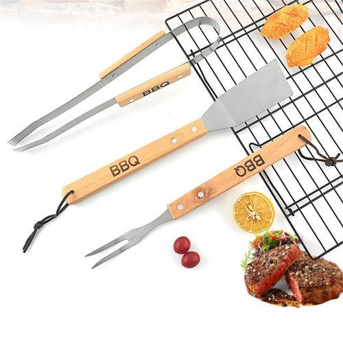 Outils De Barbecue En Acier Inoxydable, 3 Pièces, Pinces, Fourchette, Spatule, Cuisson Des Aliments, Patio Portable, Accessoires De Chef