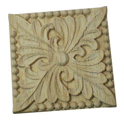 Autocollants de sculpture de fleurs carrées, Appliques en bois, moulures décoratives en bois pour porte d'armoire, décor de meubles, 6/8/10/12/15/20/30CM