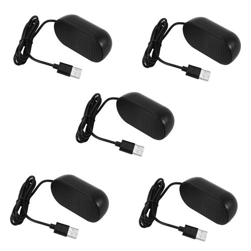 5 haut-parleurs portables USB, haut-parleur multimédia stéréo, pour ordinateur Portable, PC, Notebook (noir)
