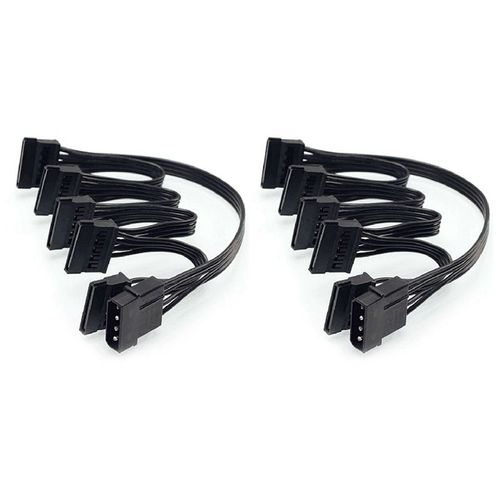 Câble D'alimentation Ide Vers 5 Ports, 2x4 Broches Molex Vers Multi Port Sata 18awg, Cordon D'alimentation Pour Disque Dur, Ssd, Pc
