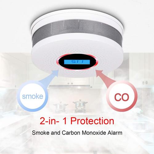 Détecteur de fumée de monoxyde de carbone 2 en 1, détecteur de gaz CO, alarme incendie, Protection de sécurité domestique
