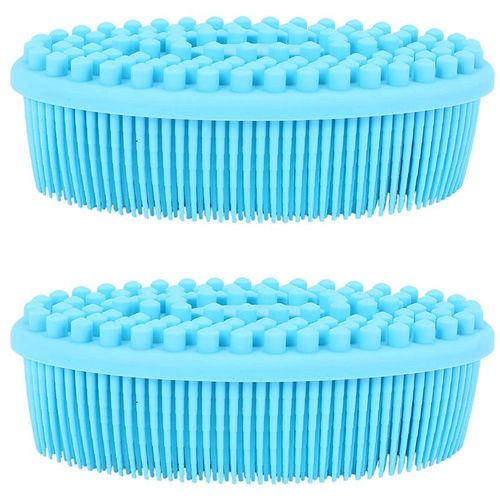 Brosse Corporelle Bleue En Silicone Souple, 2 Pièces, Gommage De Massage, Bain Pour Douche De Bébé, Lavage, Gants Exfoliants, Gommage Des Pieds 