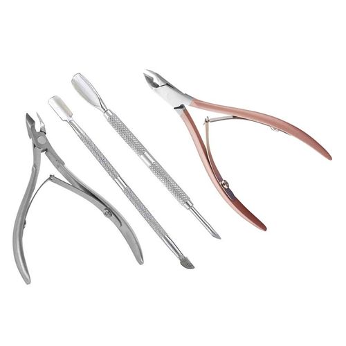 4 Pcs Poussoir À Ongles Pince À Épiler Coupe Pince Tondeuse Décapant De Peau Morte Pince À Ongles, 3 Pcs Argent Et 1 Pcs Rose Or 