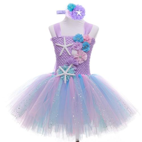 Robe Tutu De Sirène Pour Filles, Tenue De Fête D'anniversaire, Costume D'halloween, Cosplay, Étoile De Mer, Pour Enfants De 3 4 5 6 Ans